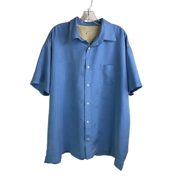 Ted Baker Casual Button Down Shirt Mens Size 6UK Blue Short Sleeve Gingham - Picture 1 of 6